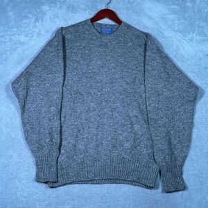 Pendleton Sweater Mens Large Gray 100% Shetland Wool Crewneck Knit *FLAW